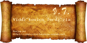 Vidákovics Terézia névjegykártya